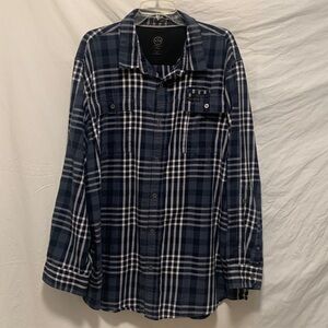 EUC Wrangler Navy Plaid Flannel All Terrain Gear   (ATG) LS size 3XT
